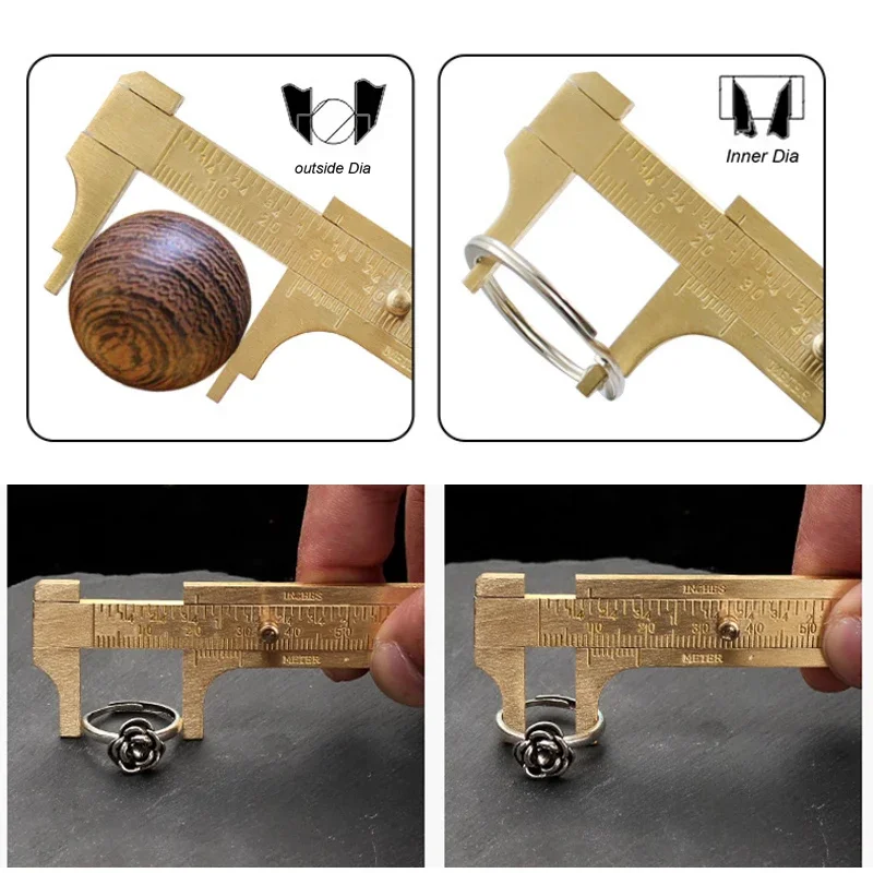 1pc Solid Brass Digital Caliper | High-Precision Mini Measuring Tool for Jewelry & Crafts | Portable Collectible Gauge gallery 5