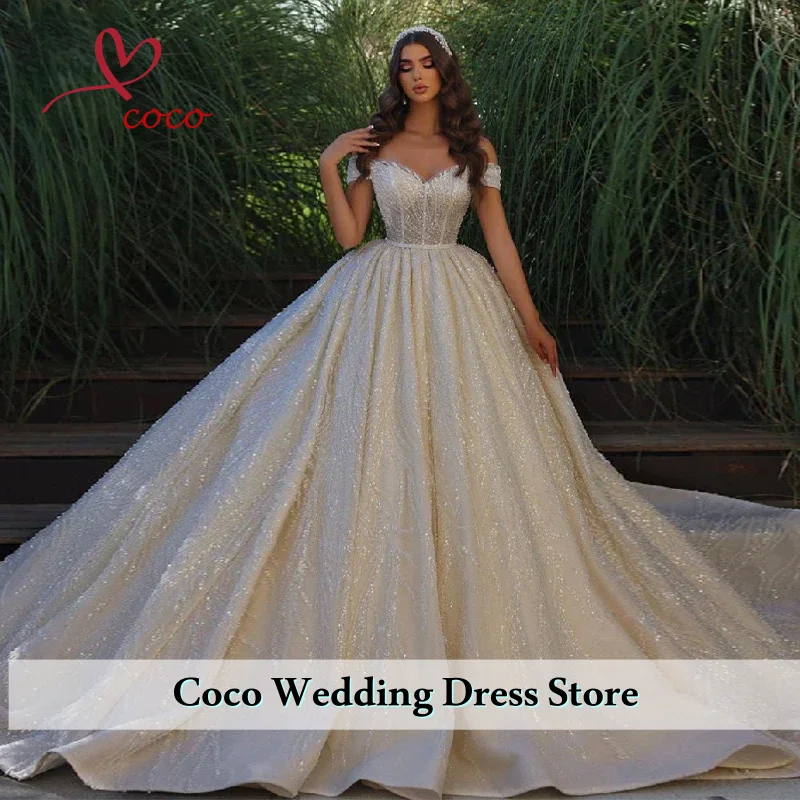 

Свадебные платья класса люкс на заказ: бальные платья с аппликациями, пайетками, кружевом и V-образным вырезом, большие размеры, Vestidos De Novia