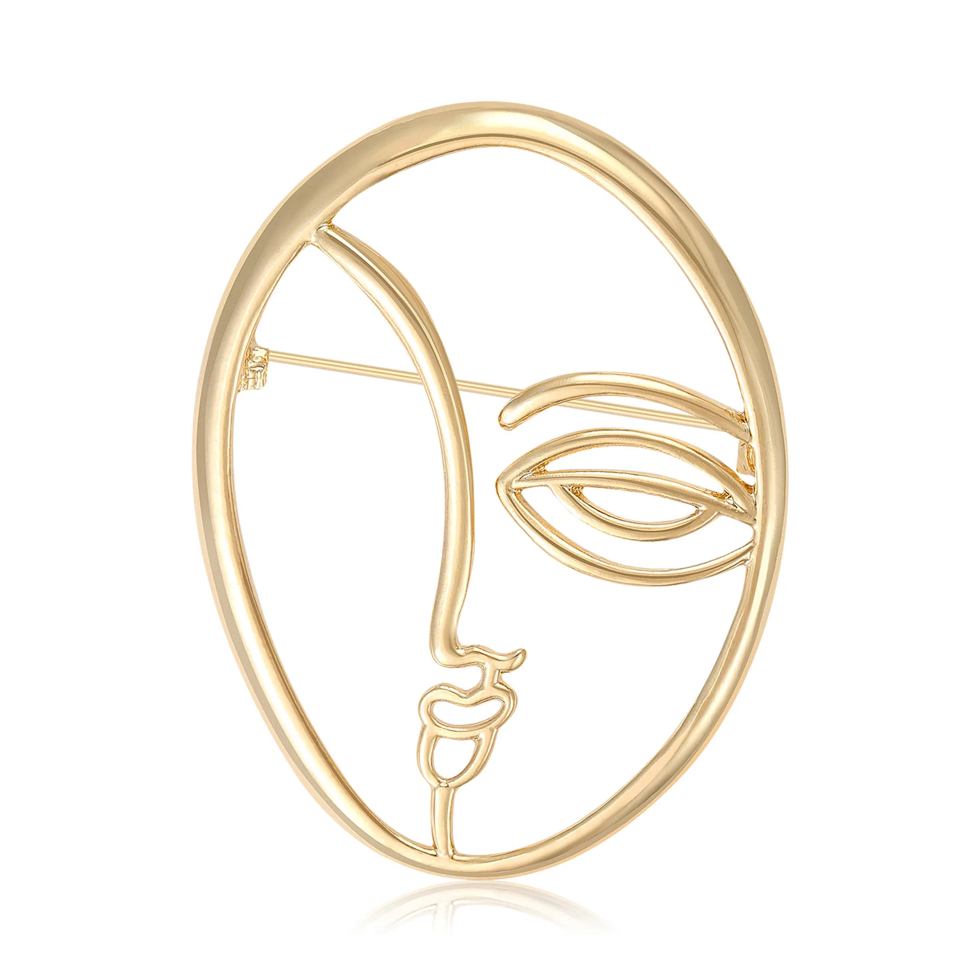 

Fashionable And Simple Face Portrait Brooch, Unisex Two-color Button-up Pin, Daily Coat, Suit, Office, Party, Daily Jewelry Gift