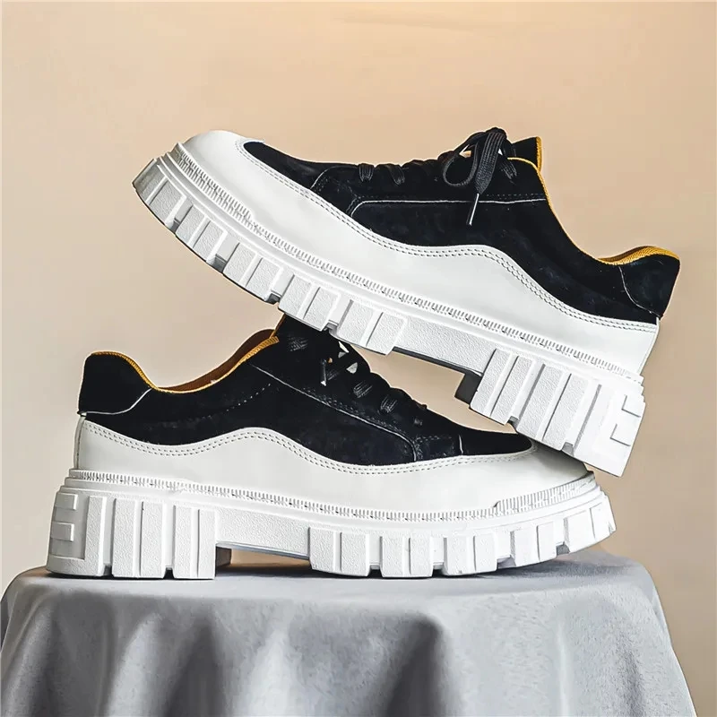 New Platform Shoes Men Thick Sole Skateboarding Shoes Man Sneakers Breathable Lace-Up Walking Shoes Man Trainers Chaussure Homme