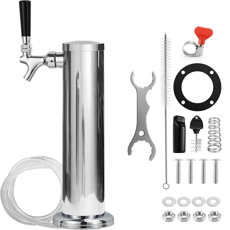 Beer Tower, Single Tap Beer Kegerator Dispenser, 3-Inch Column Homebrew Draft Beer Dispensing with Complete Installation Kit