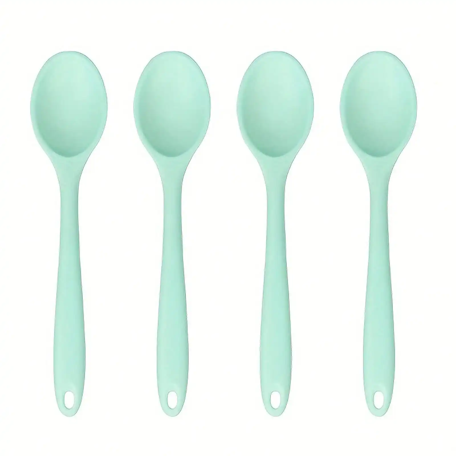 

A 4-Piece Heat-Resistant Non-Stick Kitchen Spatula Set, 8inch (20.5cm) Silicone Spoons, Mixing Spoons, Soup Spoons, Rice Spoons, Adult Spoons, Serving Spoons, Kitchen Accessories, Used For Mixing, Baking, Serving, Cooking, And Stirring