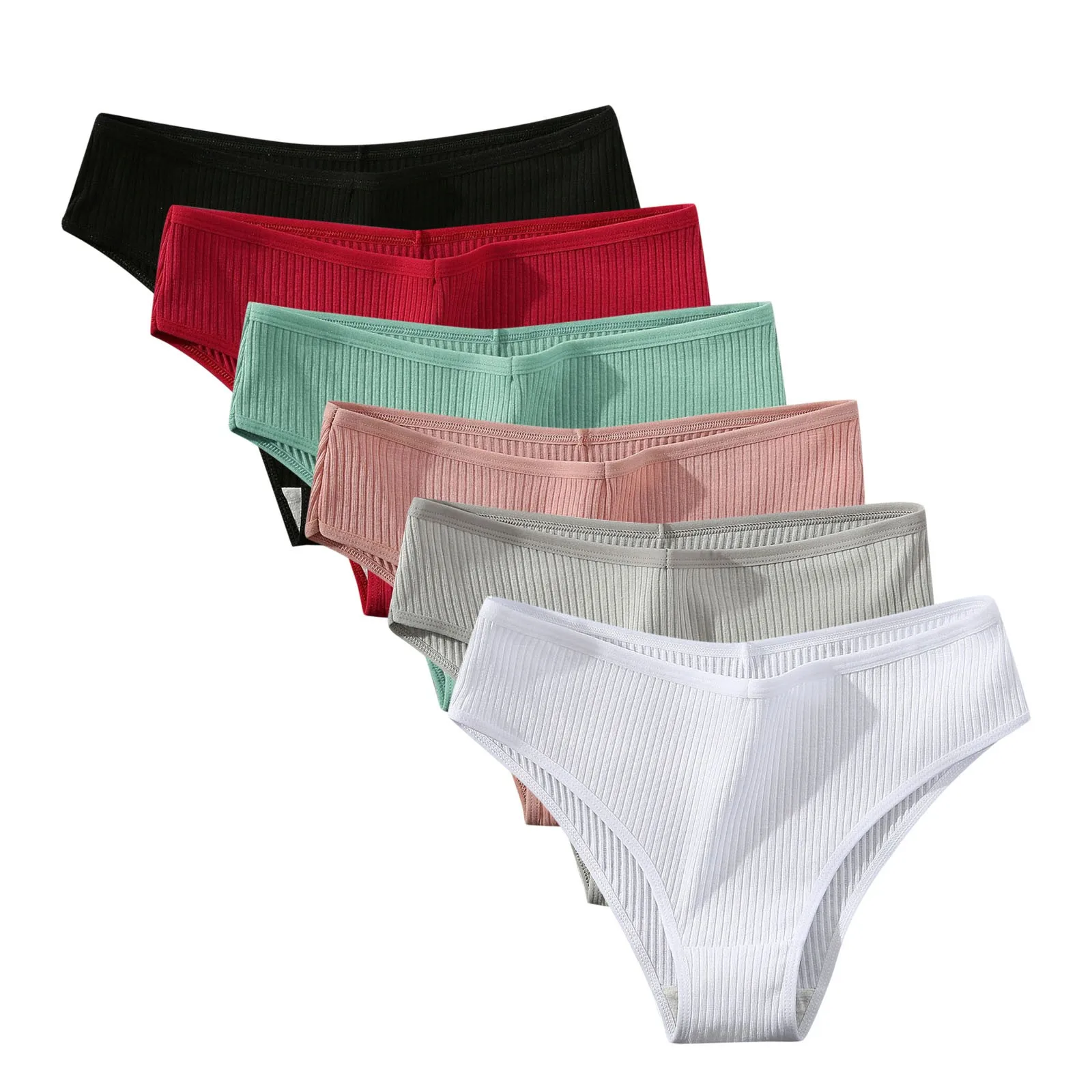 White Ribben Cotton Panties Women\'s Mid Waist Seamless Solid Color Daily Wear Underpants Female Soft Comfortable 1PC Briefs