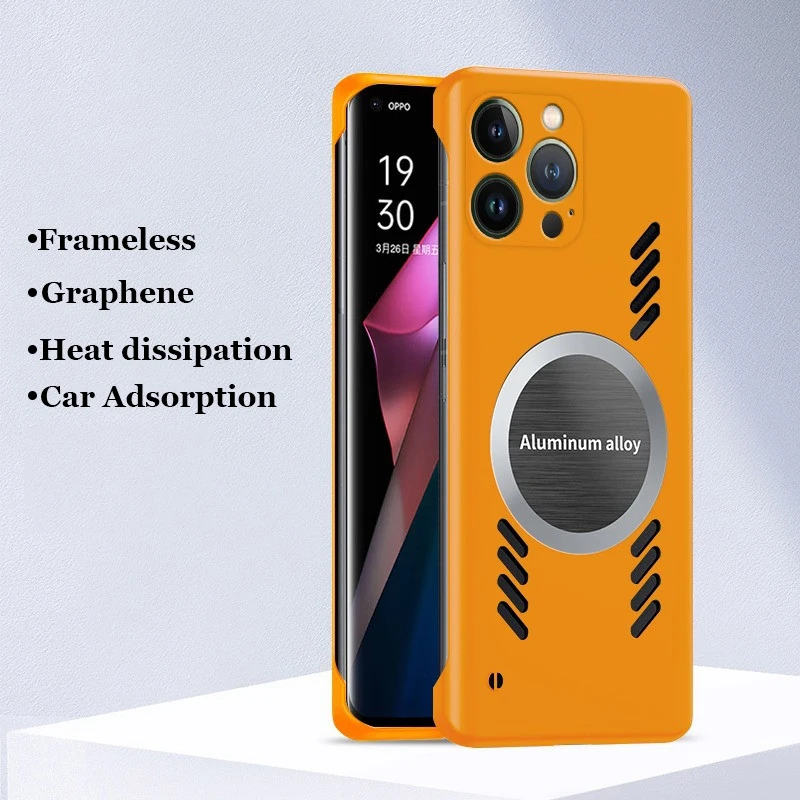 Frameless Graphene Car Magnetic Adsorption Case For iPhone 14 13 12 11 7 8 X Xs Xr Pro Max Plus Bumper Shell Cover Protector