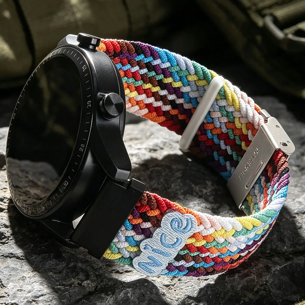 20/22mm Nice Woven Nylon Strap For Huawei Watch GT 2e 3 4 5 6 7 Pro Bracelet Xiaomi Watch Band S Color Samsung Galaxy Wristband