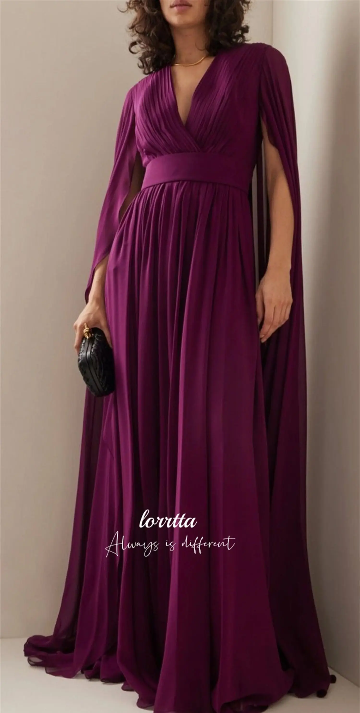 Lorrtta Chiffon Eid Dress Straight Line Shawl Purple Elegant Evening Dresses for Women Luxury Prom Gown Ball Gowns Customized