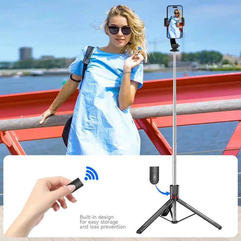 New Auto Pop Open Selfie Stick Tripod Extendable 360° Rotation Bounce Selfie Stick Remote Universal Phone Tripod Stand for Phone