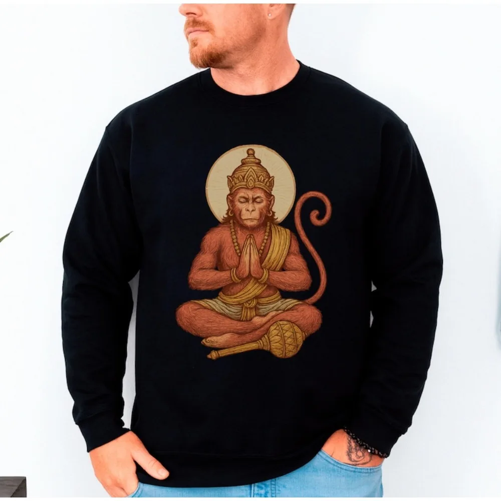 ハヌマン スウェットシャツ ヒンドゥー教の猿の神 プルオーバー スピリチュアルギフト ヨガセーター インド神話 ギフトアイデア 瞑想 強さのシンボル