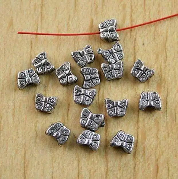 100pc 4.6*4 mm Tibetan silver crafted butterfly space beads h0682