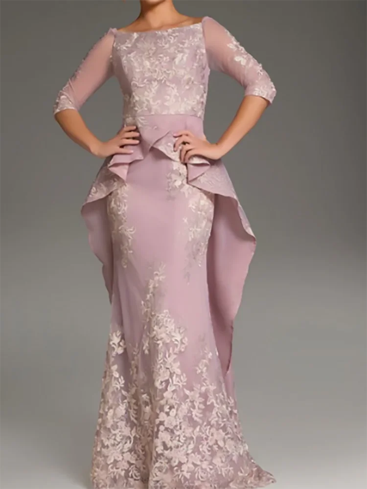 클래식 오-넥 Appliquins 레이스 계층화 된 인어 신부의 어머니 웨딩 드레스 신부 가운 맞춤형