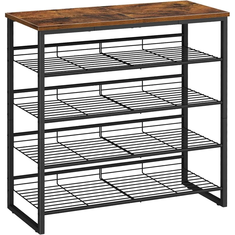 Shoe Rack, 5 Tier Shoe Organizer, Adjustable Shoe Shelves, Flat or Slanted, Holds 16-20 Pairs, Stable and Durable for Entryway