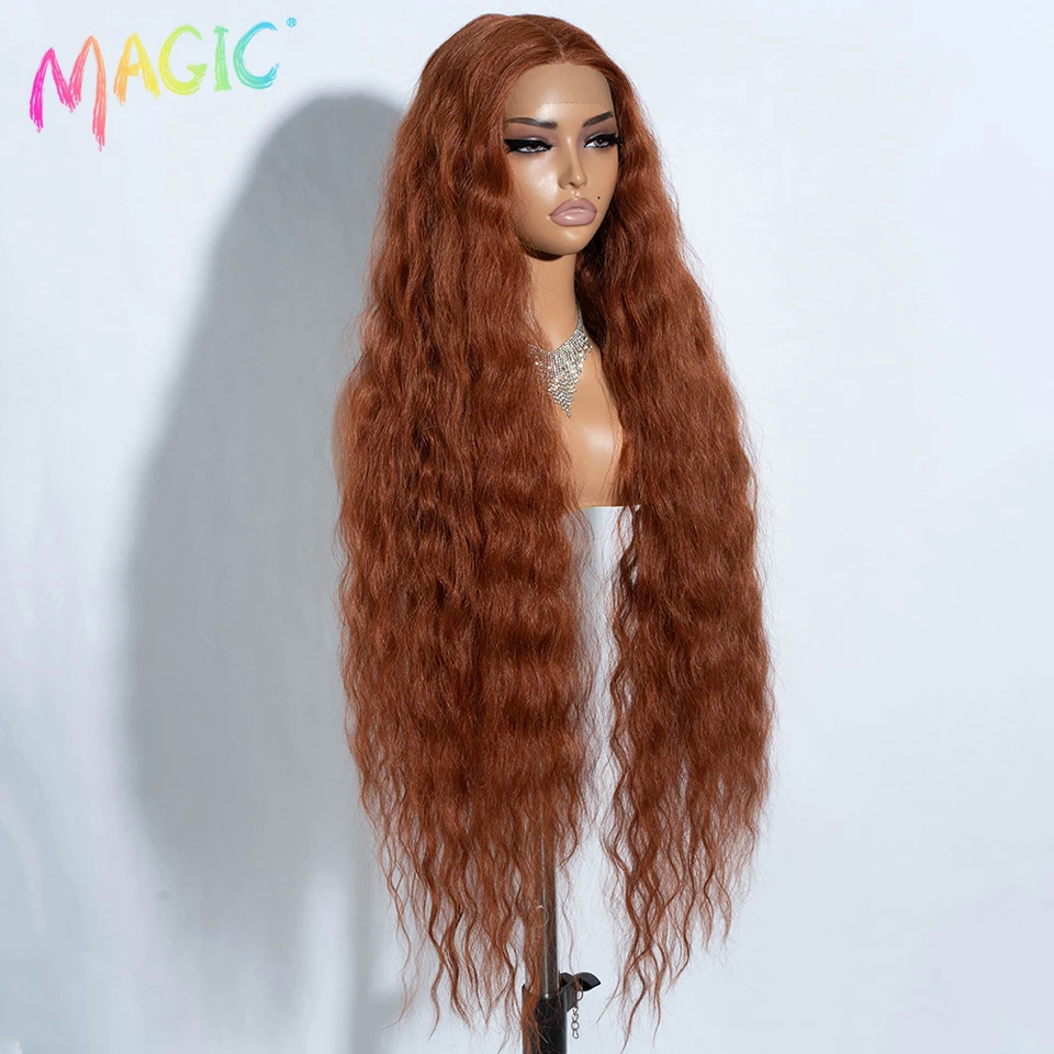 Pelucas de encaje sintético Magic Cosplay para mujeres negras pelo largo y rizado 42 pulgadas Cosplay Rubio Ombre peluca con malla frontal peluca de encaje sintético