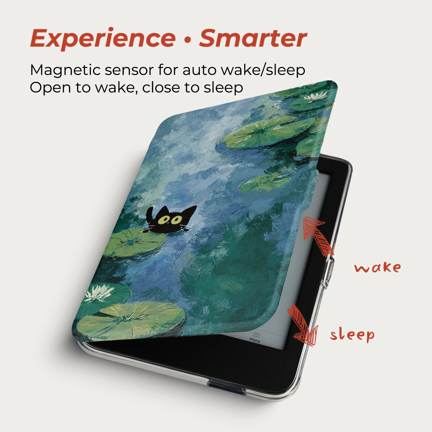 Twosheep suit for Kobo Clara BW Clara Colour Clara 2E 6inch Case Magnetic Detachable Cover Clear Back Monet Cute Cat Style view 6