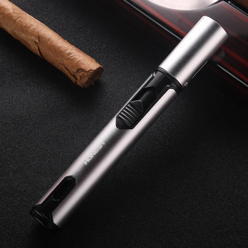 Pencil Design Jet Butane Torch Cigar Lighter Blue Flame Inflatable Gas Cigarette Turbo Lighter Outdoor Gadgets Windproof Lighter