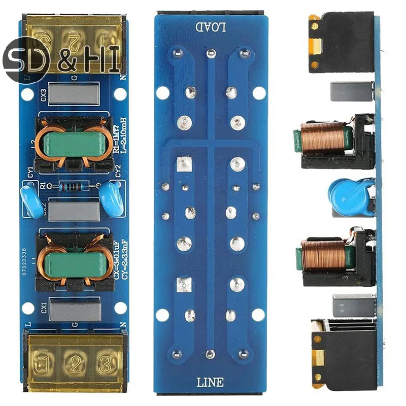 25A 6A Power Supply Filter EMI High Frequency 2 Stage Power Supply EMI Filter Low-pass Filter Board for Frequency Conversion