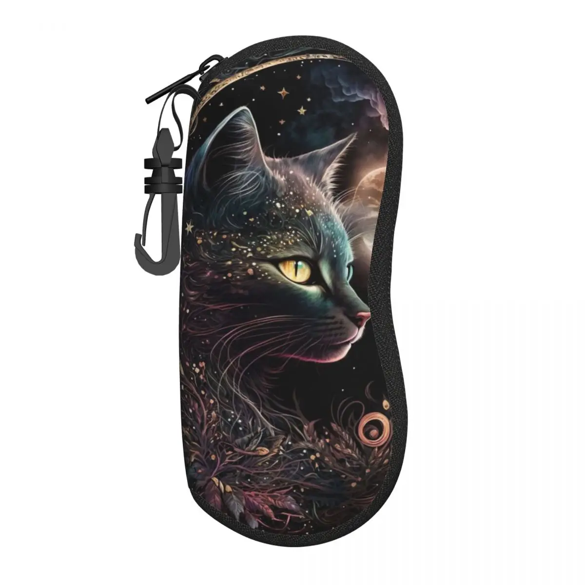 

Чехол для очков Mystical Cat для мужчин и женщин, чехол для солнцезащитных очков с луной и цветами, милый оригинальный аксессуар для очков, уличная защита для очков