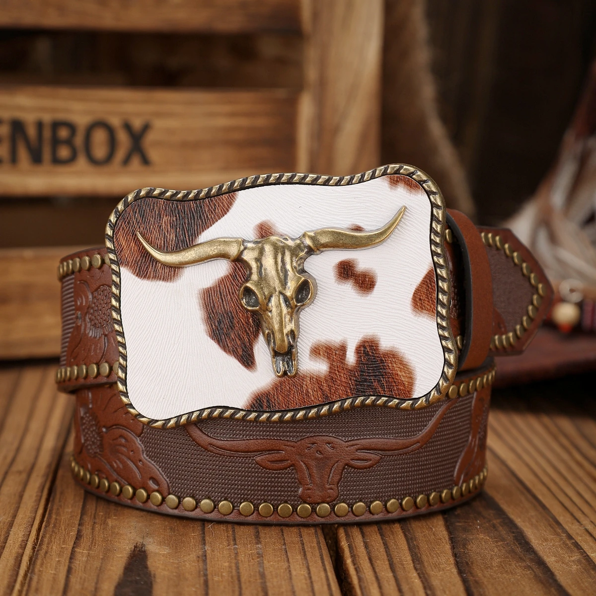 حزام PU على الطراز الغربي مع إبزيم مناسب لكل من الرجال والنساء، كاجوال ورجعي، مثالي للنزهات اليومية #1