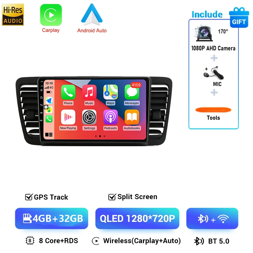 Android 16 Voor Subaru Outback 3 Legacy 4 2003-2009 LHD 2K QLED Android Autoradio Multimedia Video speler GPS Stereo CarPlay 4G