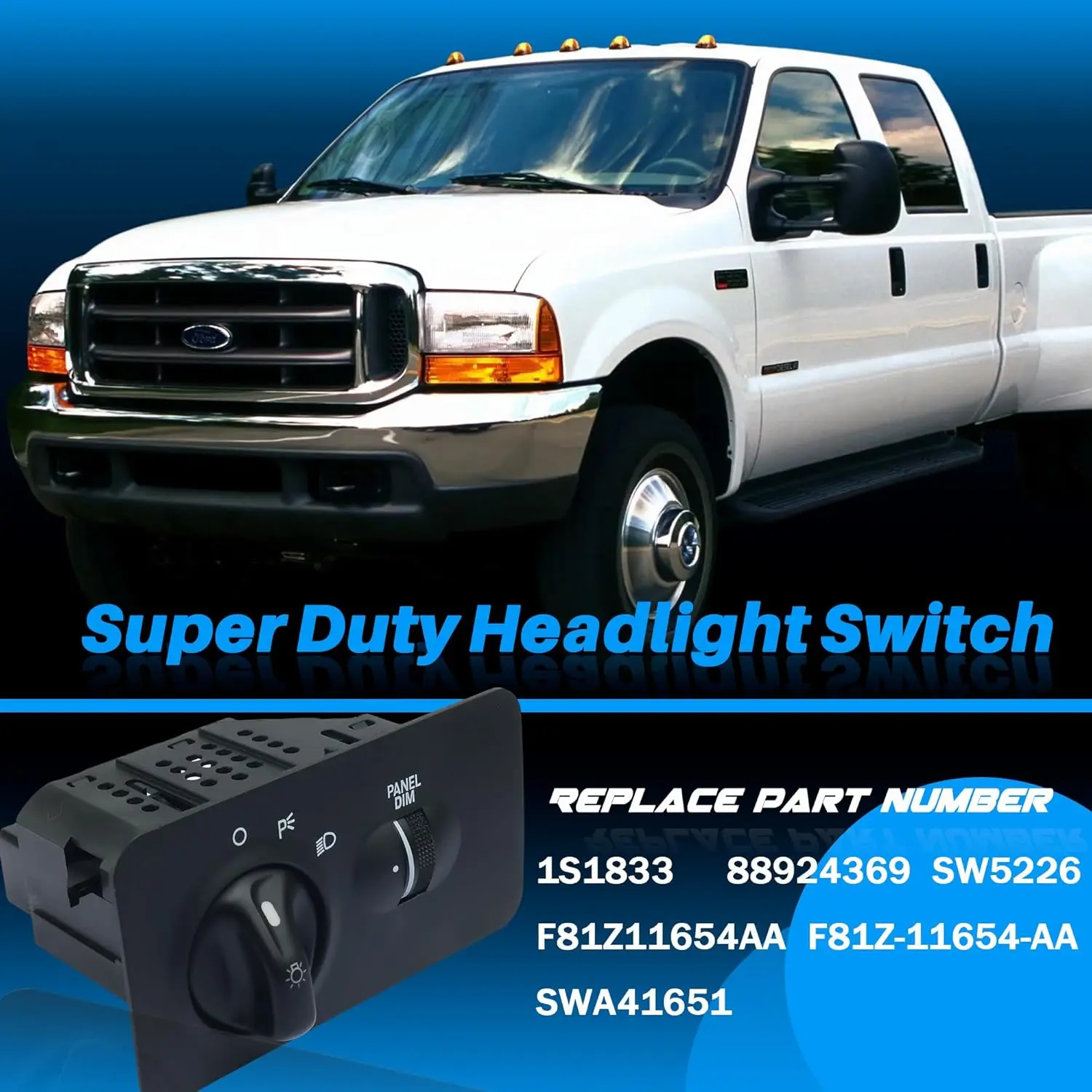 

Переключатель фар для Ford F-250 F-350 F-450 F-550 Super Duty 1999-2000, F650 F750 Truck 2000-05, F800 F81Z-11654-AA 88924369