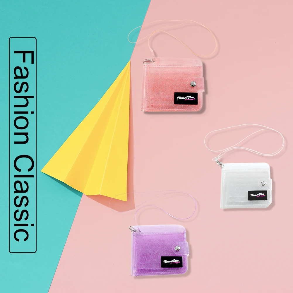 New Fashion Wallets Multi-function Casual Women Short Clutch Transparent PVC Card Bags Folding Coin Purse Wallet
