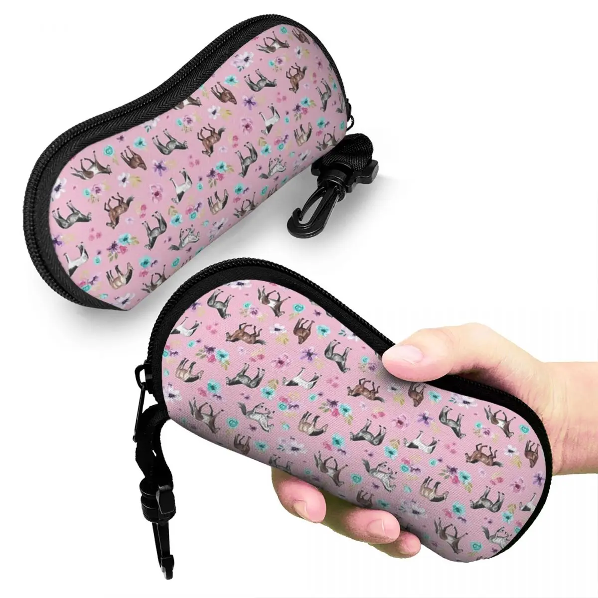 

Horses And Flowers On Pink, Equestrian Art, Horse Decor, Cowgirl, Horse Pattern Glasses Case Sunglasses Box Eyeglasses Bag Pouch
