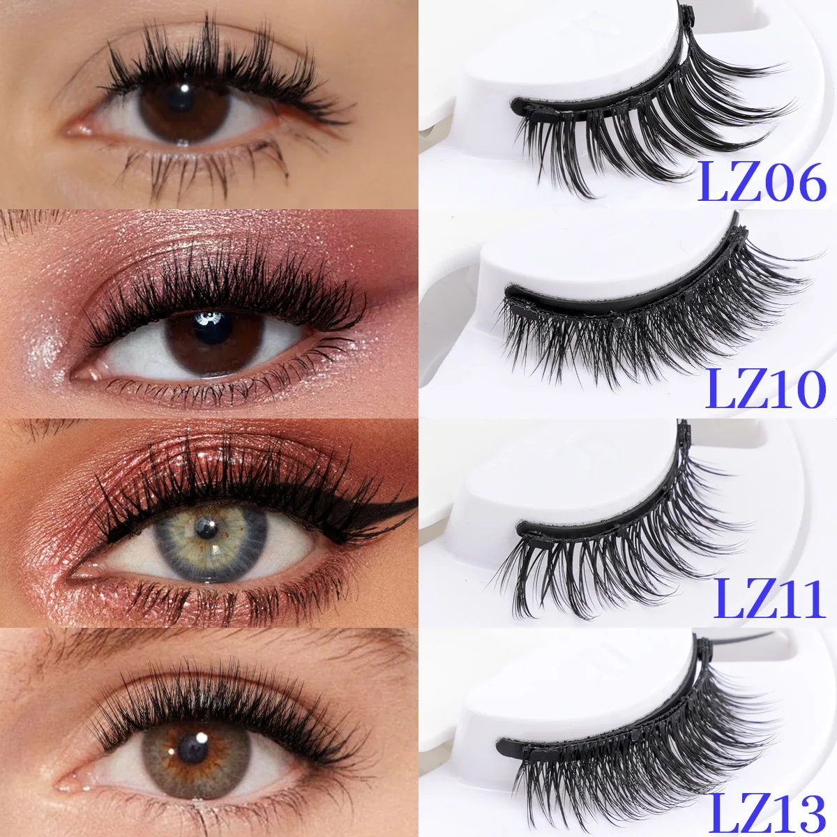 New Magnetic Eyelash 1 Pair Natural Faux Mink False Lashes Kit Fluffy Eyelashes With Magnetic Tweezers Reusable Lashes Makeup