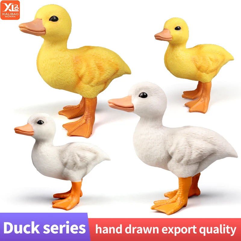 مجموعة حيوانات مزرعة البطة الصفراء اللطيفة - لعبة شخصيات الحركة المصغرة لمحاكاة البلاستيكية الصلبة هدية عيد الميلاد للأطفال