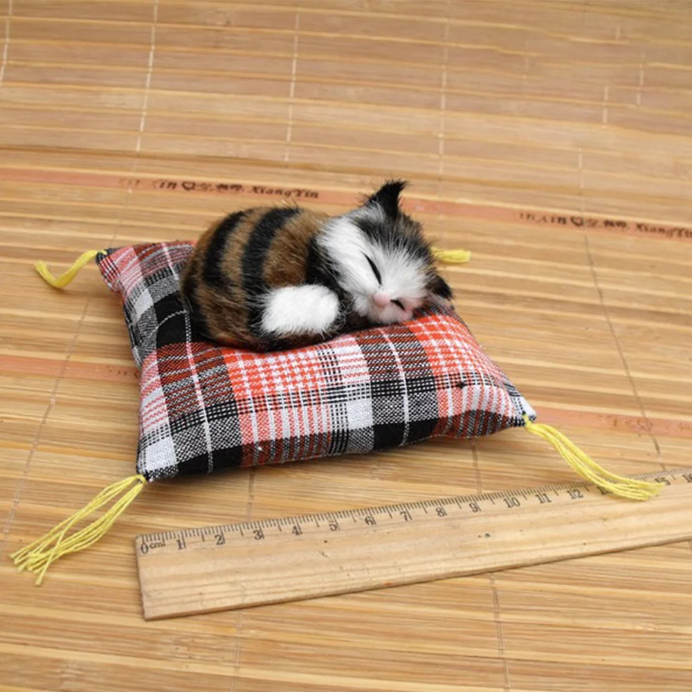 人工毛皮シミュレーション横たわっている猫人形ソフトシルキーミニ睡眠猫装飾品 6 種類布パッドぬいぐるみ猫