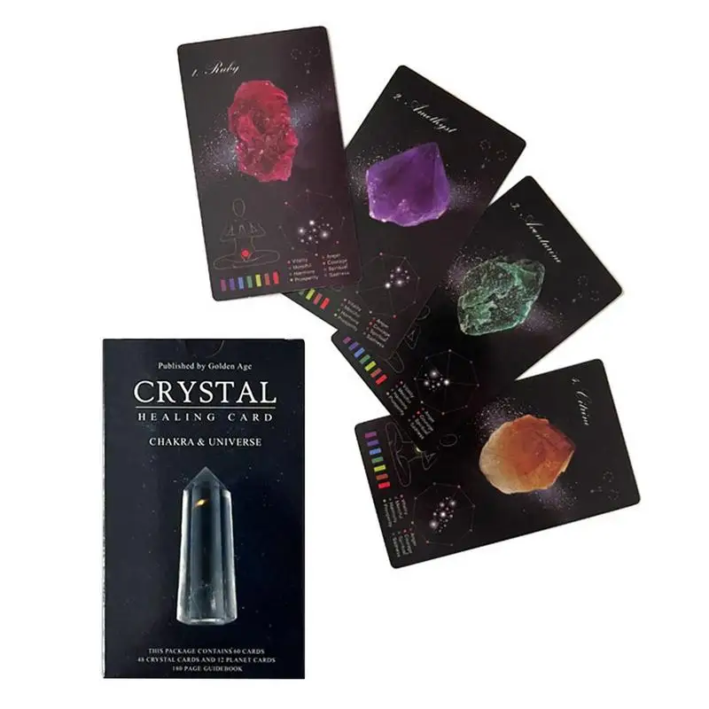 60pcs Planet Crystal Energy Wizard Tarot Cards Soule Truth Oracle Cards Leisure Party Puzzle Board Table Games Fate Deck Games