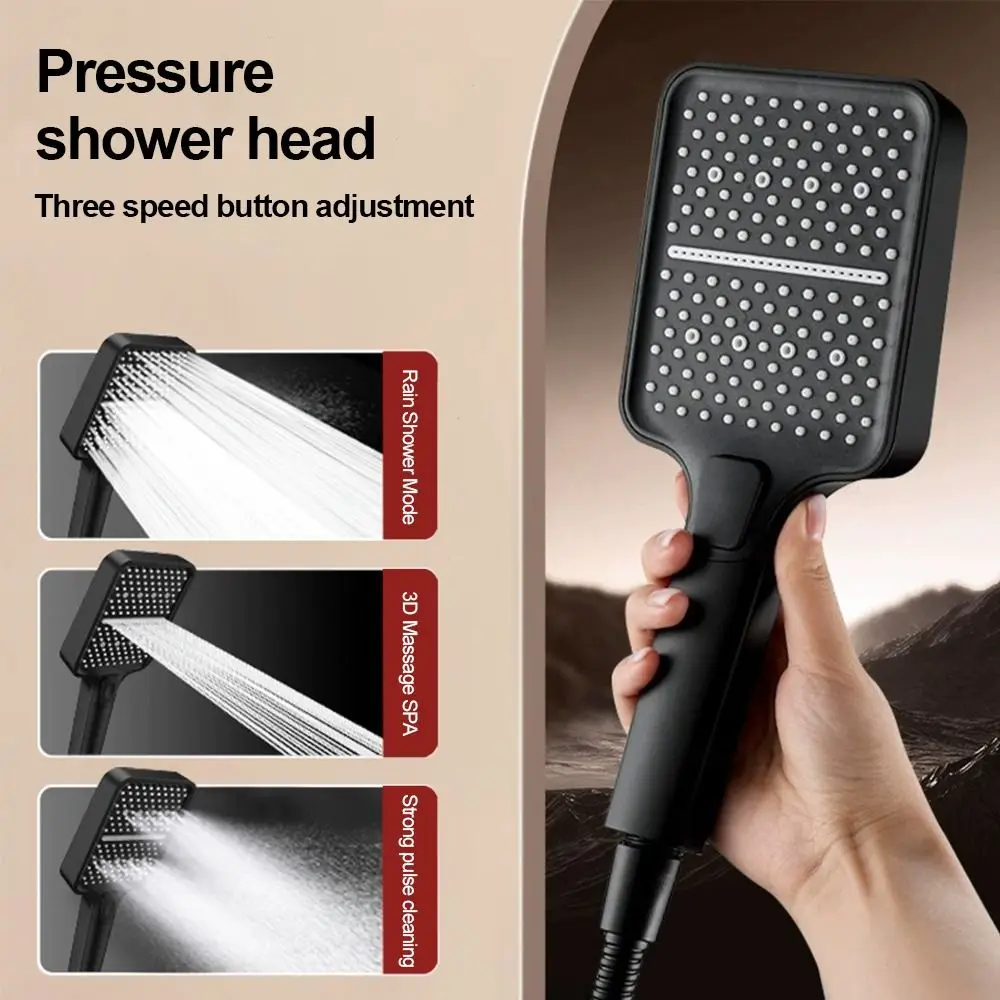 

Plastic High Pressure Shower Head 3 Mode Adjustable Water Saving Handheld Shower Head Easy Install Large Flow Shower Sprayer