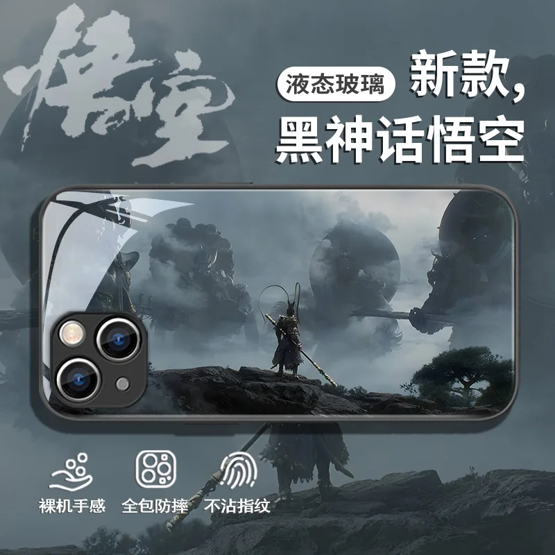 

Черный миф Wukong iPhone11 для iPhone16promax phone Чехол iPhone15 Новый iPhone14 Премиум iPhone13 стекло iPhone12