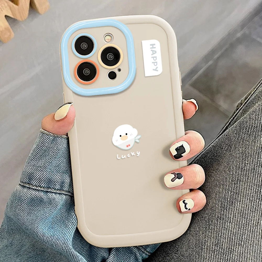 Cute Cartoon Duck Phone Case For iPhone 15 Pro Max Case for iPhone 11 13 16 12 14 Pro Max 7 8 XR X XS SE Shockproof Soft Cover