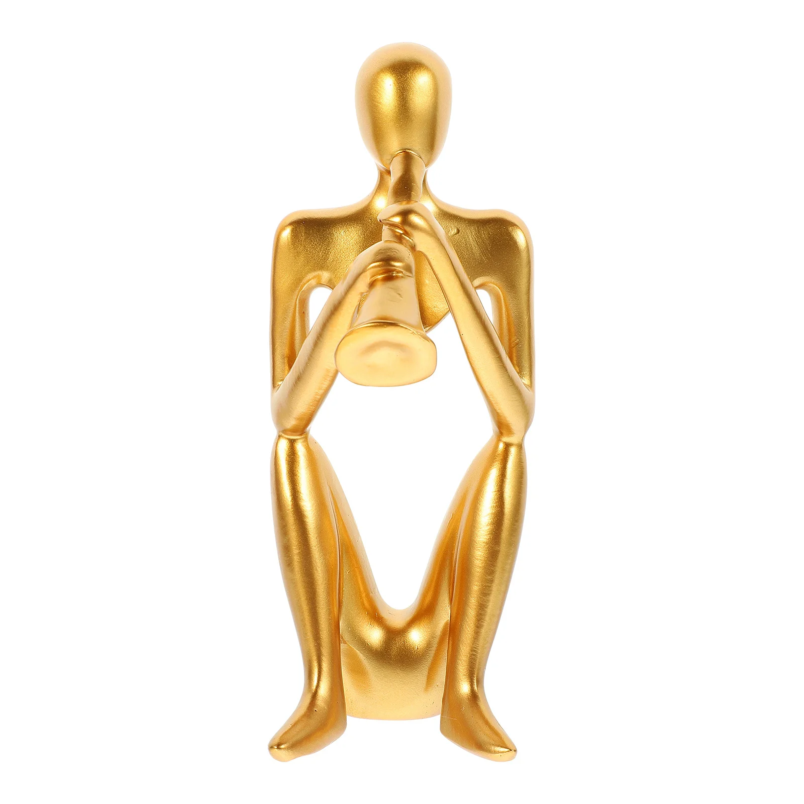 

Abstract Gold Trumpet Sculpture Resin Ornament Desktop Decor for Home Office Cafe Hotel Tabletop Abstract Art Decoration