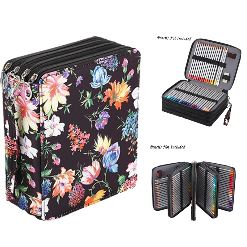 

160 Slots Handy Oxford Colored Pencil Bags, Large 160 Slots Pencil Organizer, Portable Watercolor Pencil Wrap Case, Girls GIft