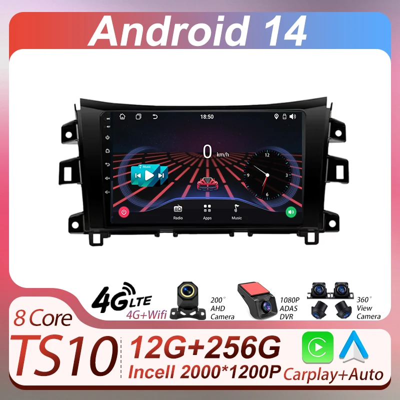 

Car Android 14 For Nissan NAVARA Frontier NP300 2011-2018 Car Radio Video Multimedia Player GPS Carplay AutoMotive 2 Din Wifi BT