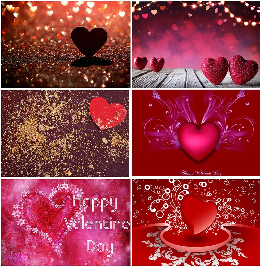 Glitter Shiny Light Love Heart Backdrops Happy Valentine's Day Wood Boards Poster Bokeh Banner Supplies Backgrounds Photozone