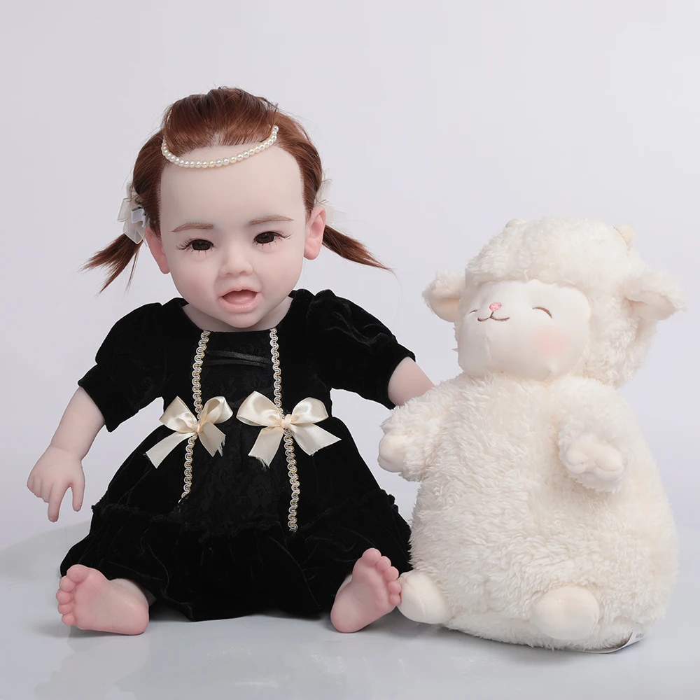 Herpinker 45cm 2.7kg 100% Silicone Reborn Baby Doll Realistic Unpainted Girl Dolls with Eyes Baby DIY Blank Children Toys