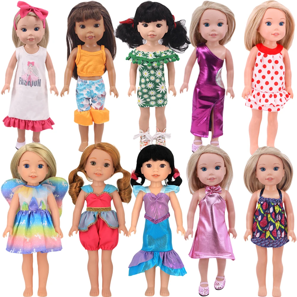マルチスタイル人形服 かわいいドレス かわいいリボン 日常着 14.5インチ ウェリウィッシャーズ&38-40CM人形アクセサリー、女の子のおもちゃ用