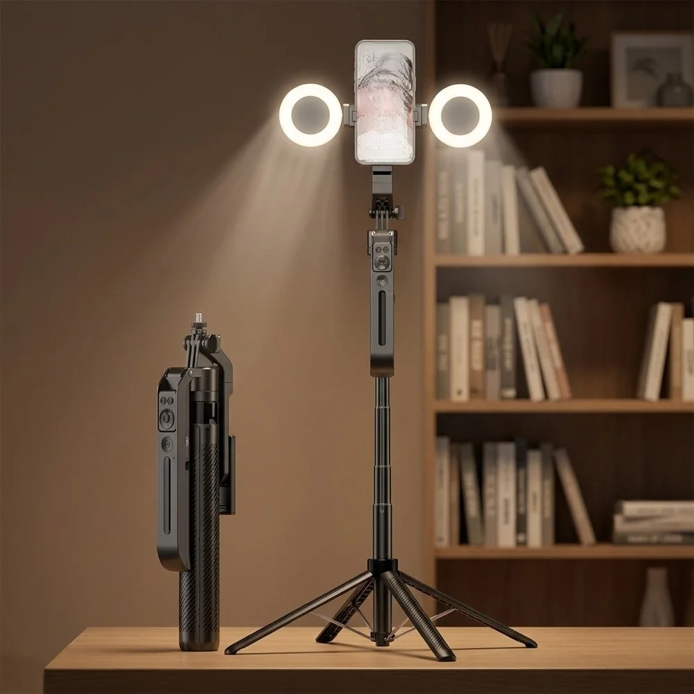 1.8m Tracking For Stabilizer Selfie Rod With Dual Fill Lights Auto Follow-Up Face Phone For Gimbal Tripod Stand For Live Stream