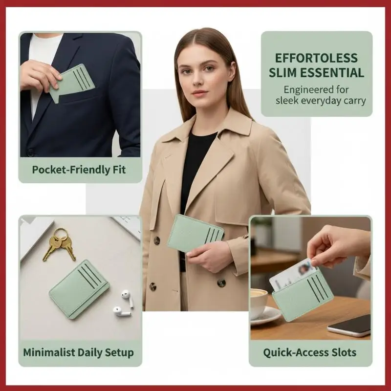 PU Card Holder Simple Ultra Thin Multi Slots Lightweight Portable Anti-fall ID Credit Card Case for Daily Use Short Travel