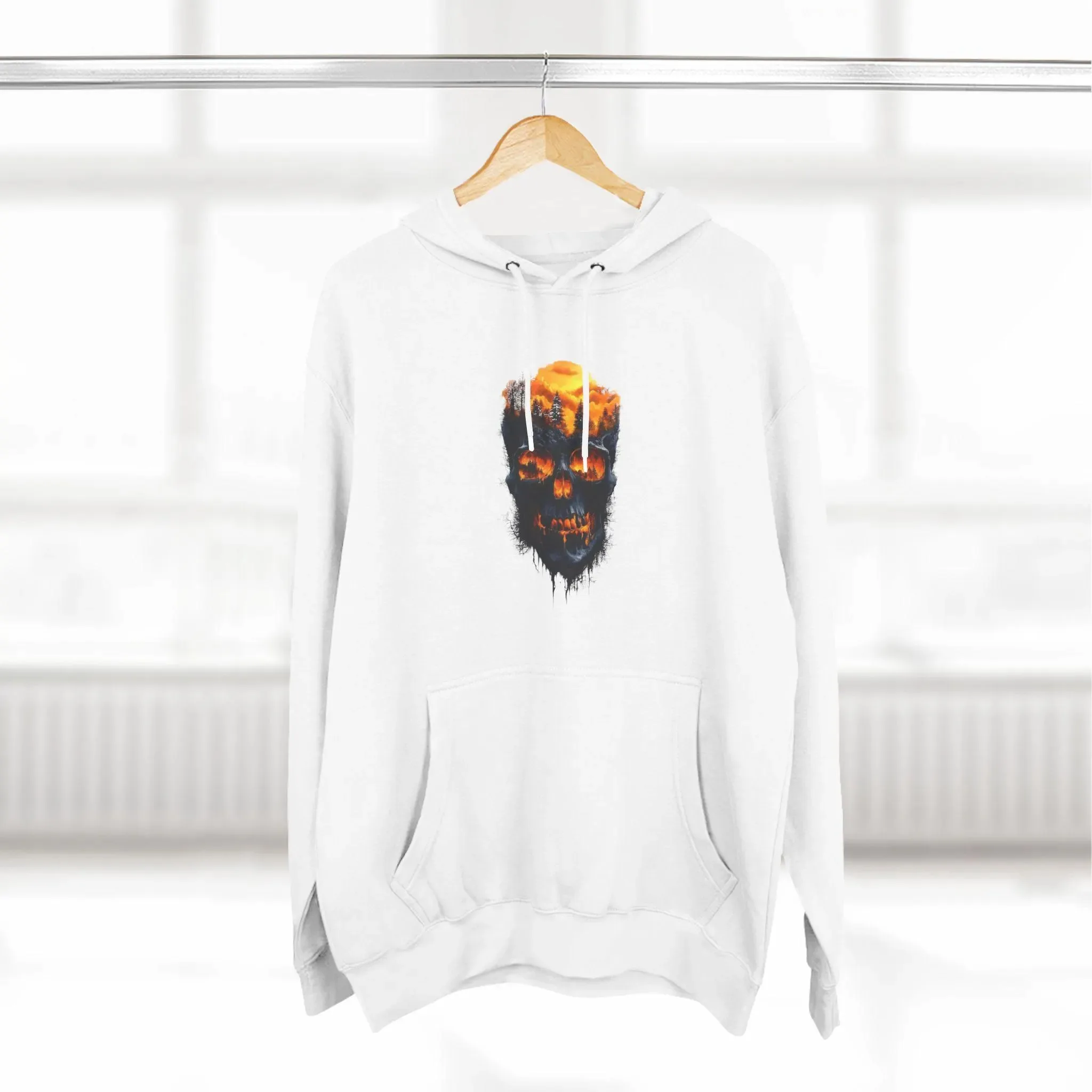 

Cotton Hoodie with Flaming Skull Print Ideal for Dark - Cool Style Lovers Casual and Eye - Catching Sweatshirt