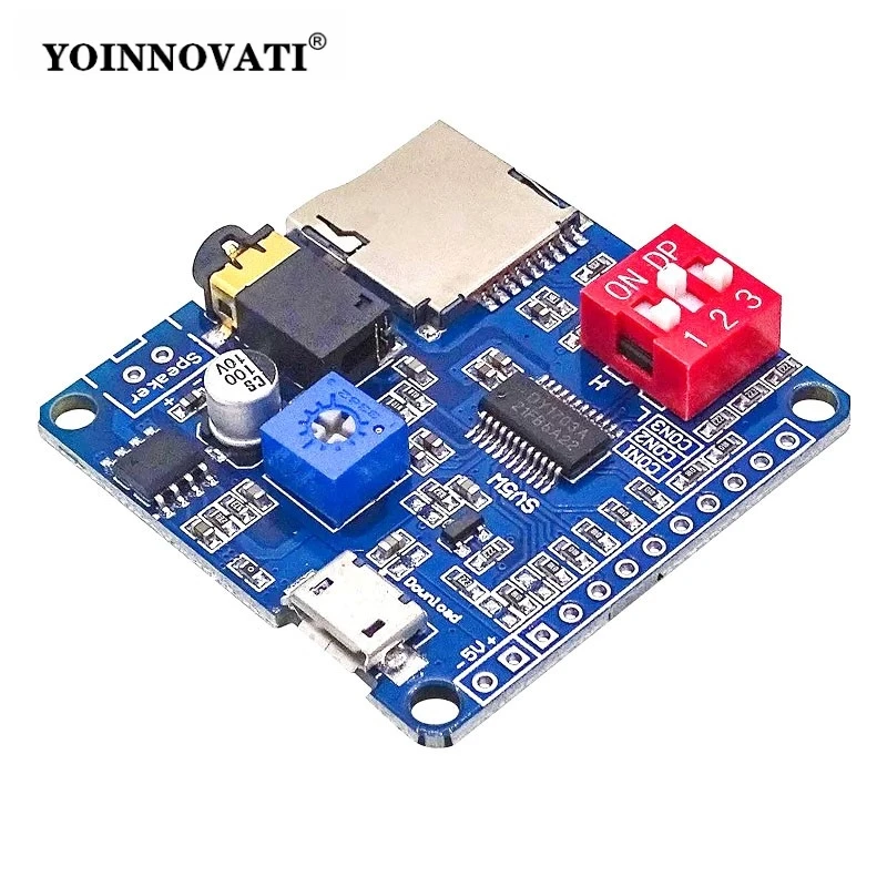 Voice Sound Playback Module MP3 Player Module UART I/O Trigger Class D Amplifier Board 5W 8M Storage DY-SV5W SD/TF Card