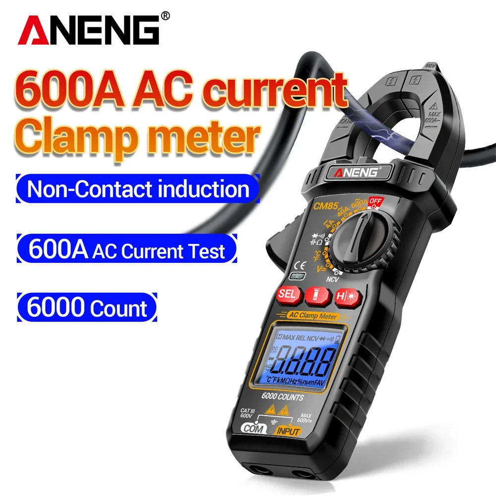Clamp Meter Digital Multimeter 600 AC Current Tester Non-Contact Voltage 6000 Counts Electrician Repair Tester Tools ANENG CM85