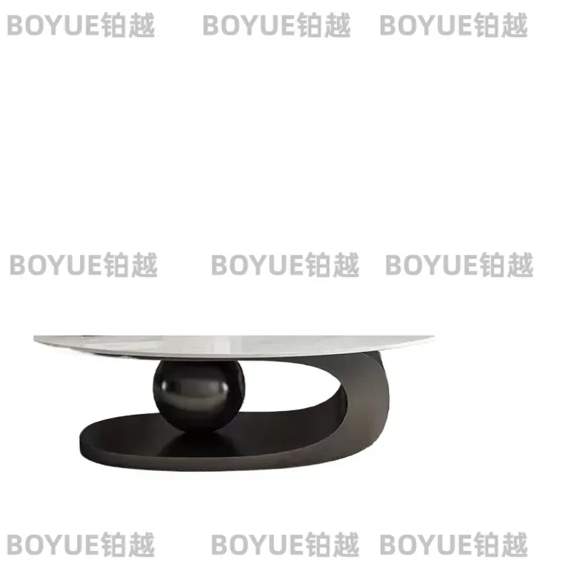 for Modern Luxury Oval Coffee Table Large Size Tea Ball Design Household Metal Furniture for Living Room