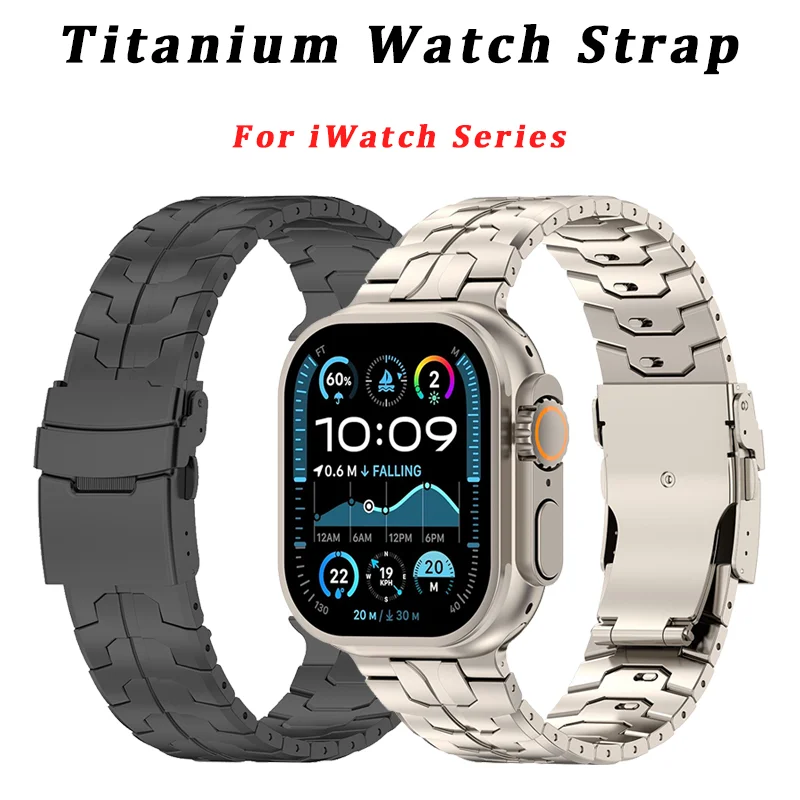 

Luxury Titanium Bracelet for Apple Watch Ultra 2 Band 49mm 45mm 44mm 46mm Business Strap for IWatch Series 10 9 8 7 6 5 4 Se 3 2