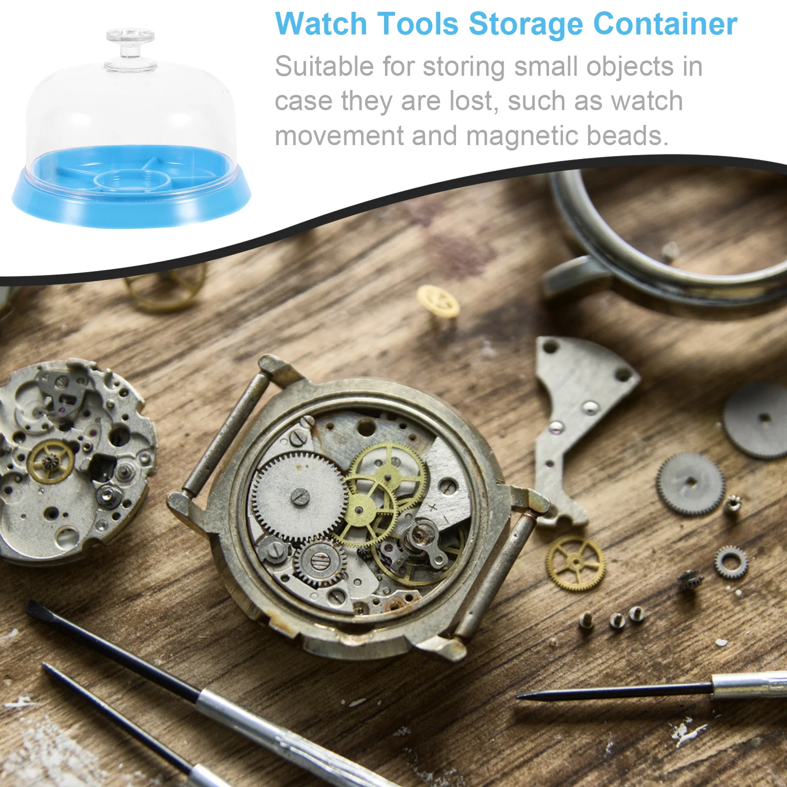 กล่องเก็บของกันฝุ่นสำหรับกลไกนาฬิกา 1 ชิ้น สำหรับช่างซ่อมนาฬิกา ถาดเล็กสำหรับจัดระเบียบชิ้นส่วนขนาดเล็ก ใช้ในโรงเรียน สำนักงาน