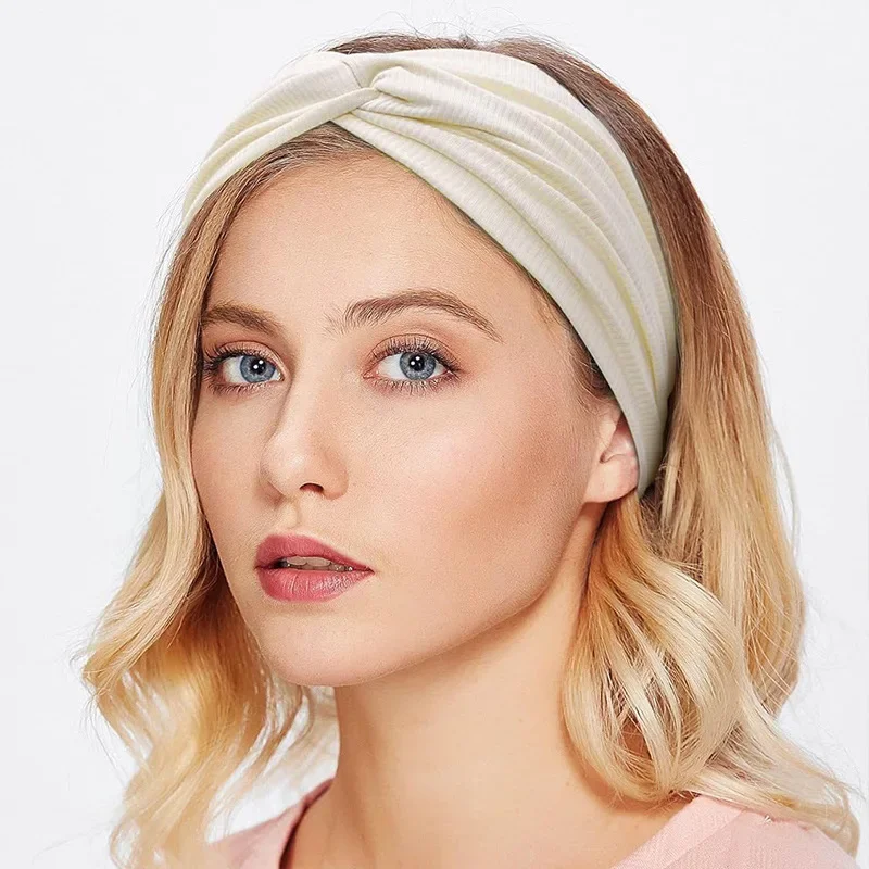 Diadema torcida de tela roscada sedosa para Yoga, entrenamiento, correr, deporte, bandas elásticas para el cabello para mujer, turbante, envoltura para el cabello para niñas