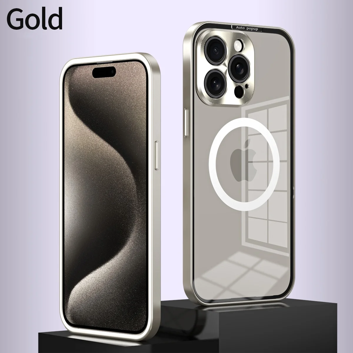 

Auto Pop Up Metal Alumium Alloy Frame Magnetic Clear Case For iPhone 15 Pro Max 14 Plus 13 12 Transparent Cover For Magsafe
