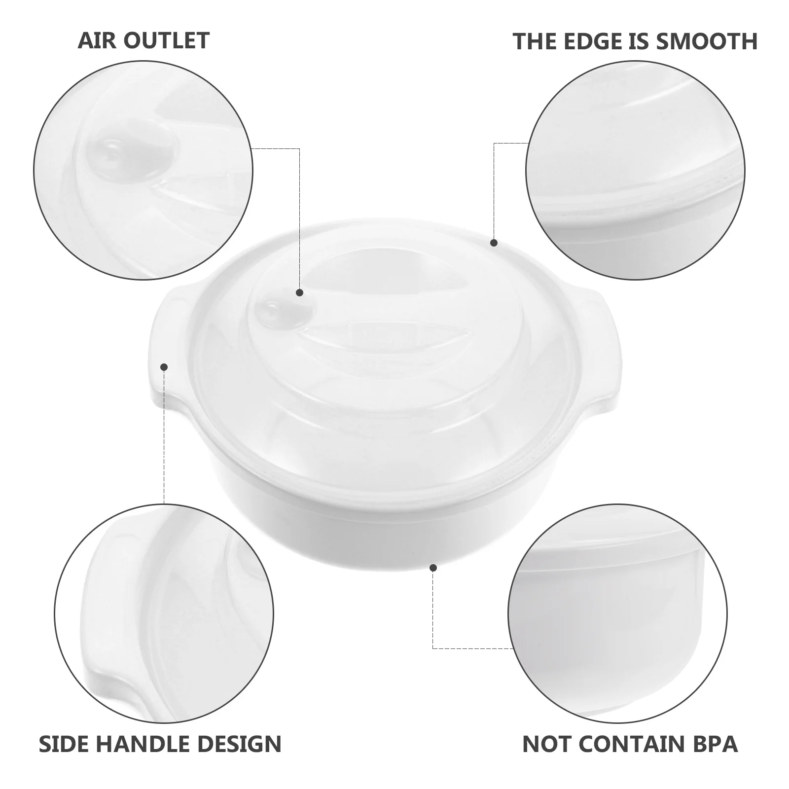 

1pc Microwave Steaming Bowl Plastic Craft Food Container Heat Resistant Kitchen Storage Noodle Bowl Home Restaurant Use