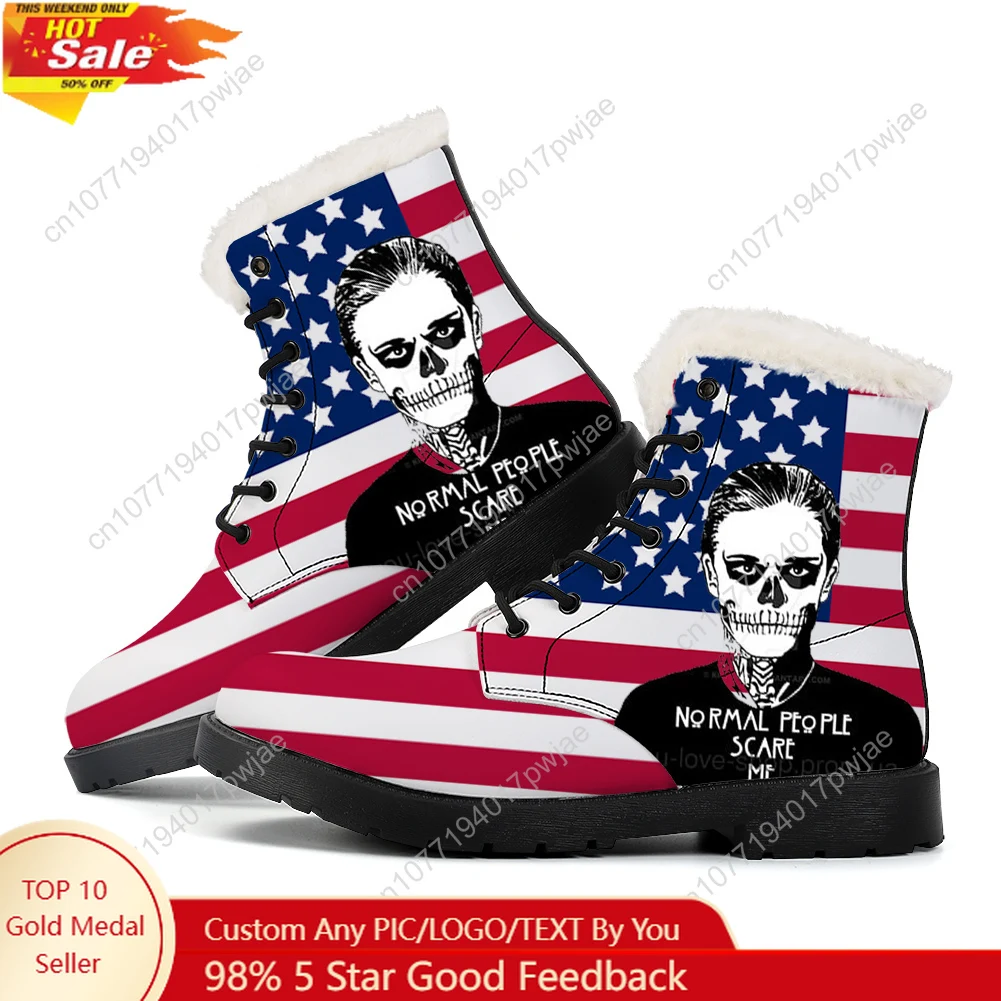 

Evan Peters Actor Plush Boots Mens Womens Teenager Shoes Outdoor Casual Boot Light Couple High quality Customize Boots